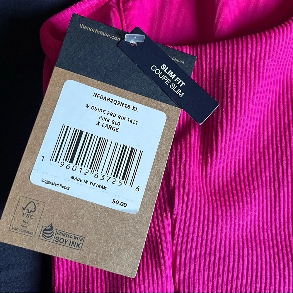 The North Face Guide Forward Rib Tanklette Women's Top Pink Glow Size XL